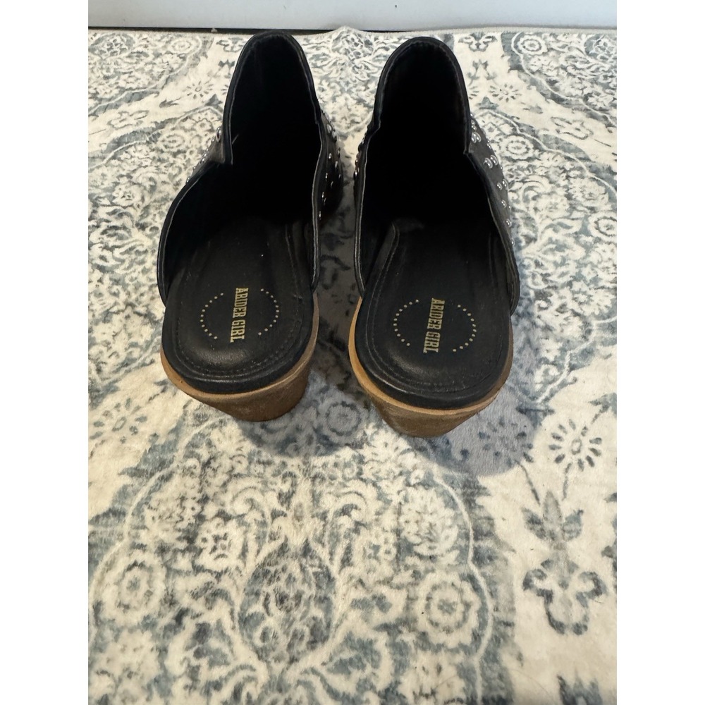 Arider Girl Cara Studded Stacked Heel  Mules  Size 8 Black - Picture 3 of 4